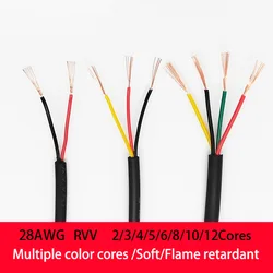 Cobre isolado PVC fio elétrico, 28AWG cabo, RVV, 2 núcleos, 3 núcleos, 4 núcleos, 5 núcleos, 6 núcleos, 8 núcleos, 10 metros, preto revestido controle, 1 m, 5 m, 10m