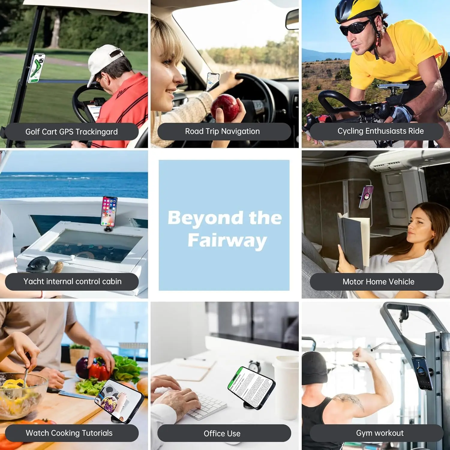 Dual Magnetic Phone Holder 360° Rotating Gym Golf Carts For iPhone 16/15/14/13/12,Phone Mount Fit for Samsung/Android