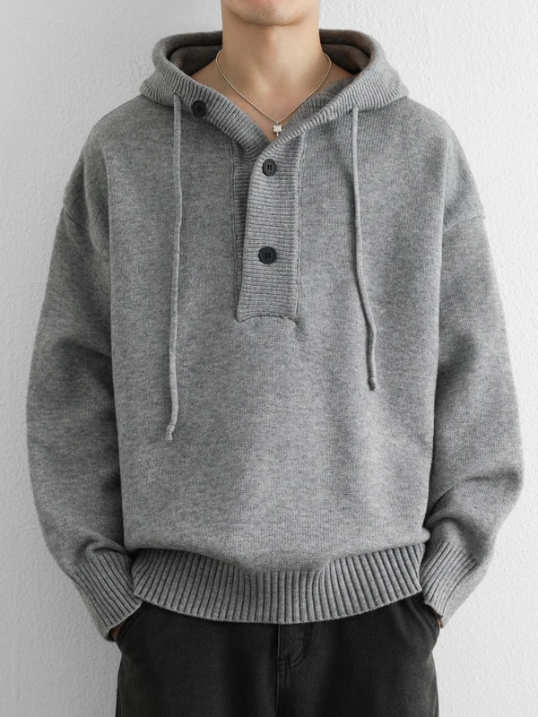 

New 2025 Men's Loose Fit Hoodie Knitwear Color Sweater Casual Sle Long Sve Thermal Top for Teens And Students