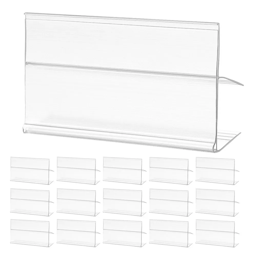 50Pcs Retail Shelf Label Clip Large Clear Pricing Card Holder for Supermarket Wire Rack Store Shelf Sign Display PVC Clip on