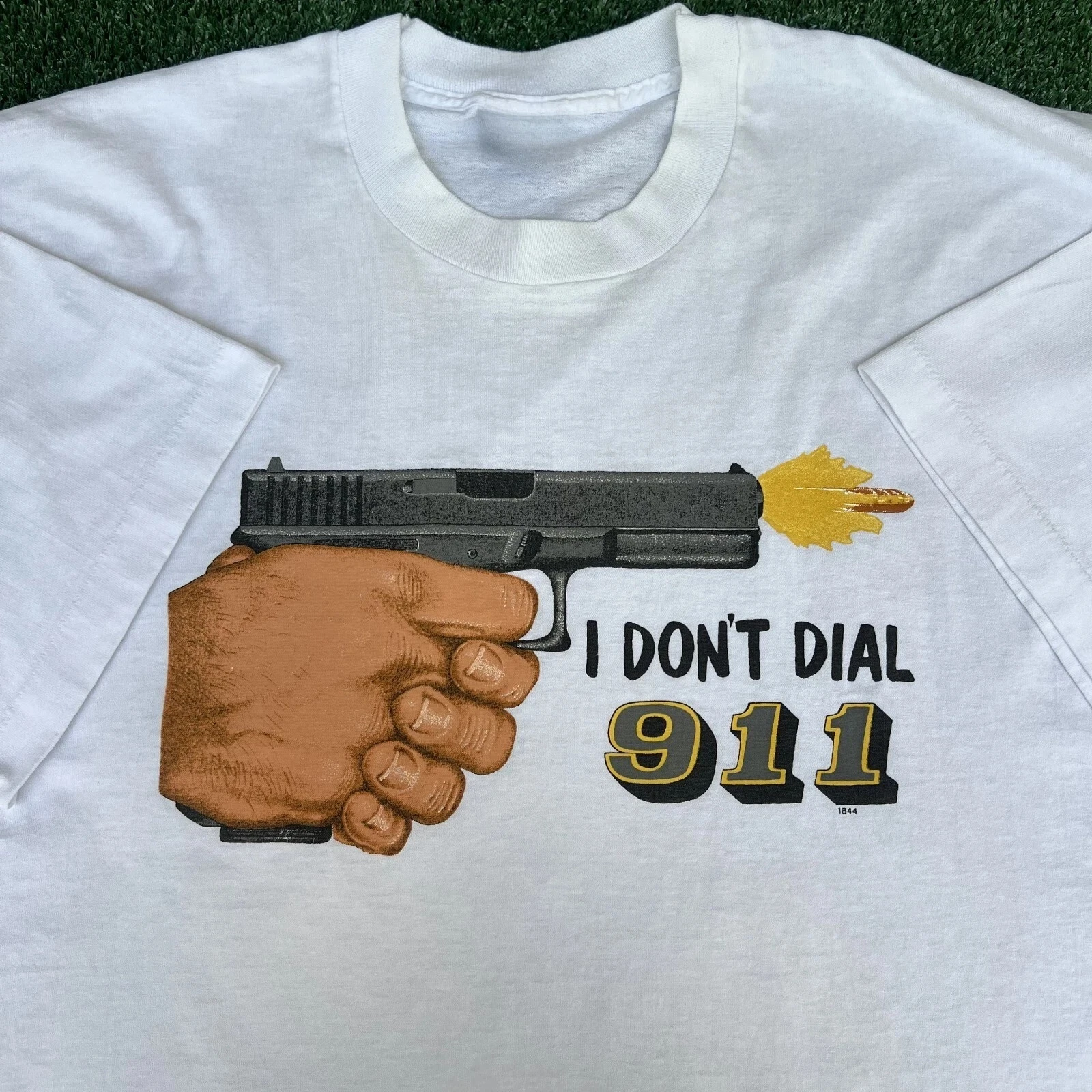 

I Don't Dial 911 T-Shirt Mens 4XL White American Fashion T-shirt Men Short-sleeved Women Cotton Round-neck Top