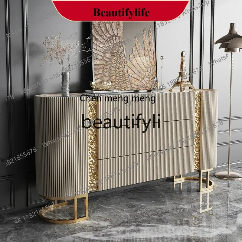 

D178 Italian light luxury dining side cabinet, living room porch foyer partition solid wood entry, bedroom storage, bedside ca