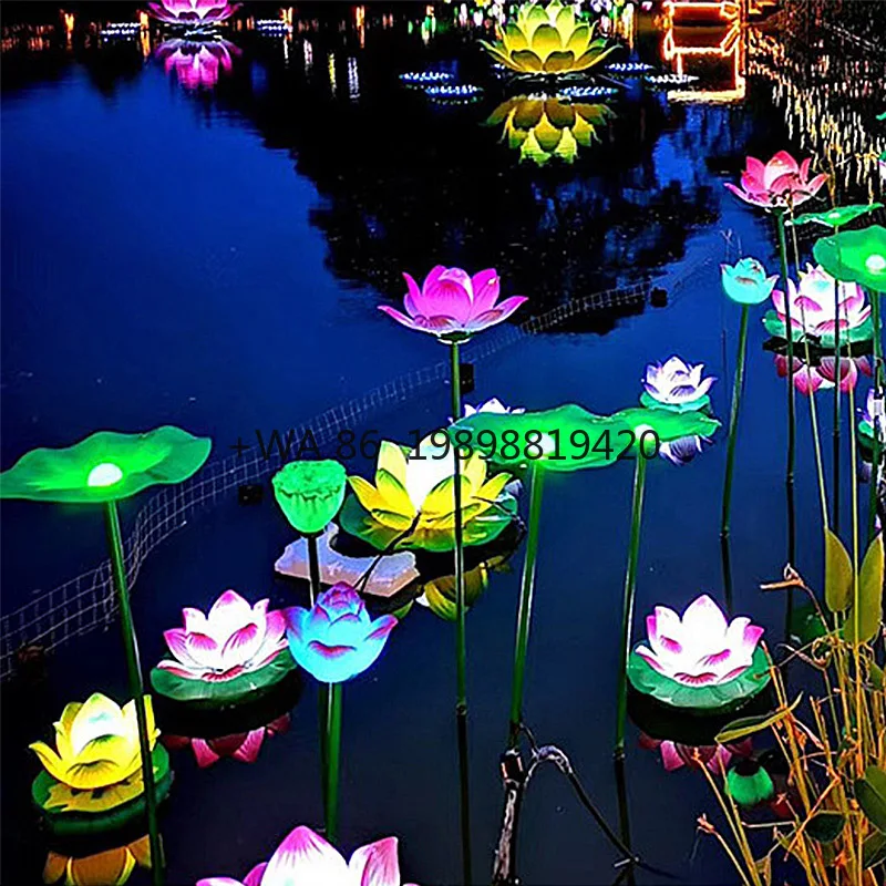 

Solar-Powered PVC Lotus Flower LED Garden LED Decorated Water for Wedding Landscape Christmas Halloween Decorations