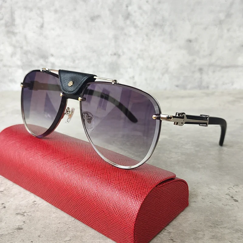 

8200767 Top-notched Sunglasses Women Luxury Wooden Leg Pure Titanium Designer Brand Eyeglasses with Leather Bag Men Glasses