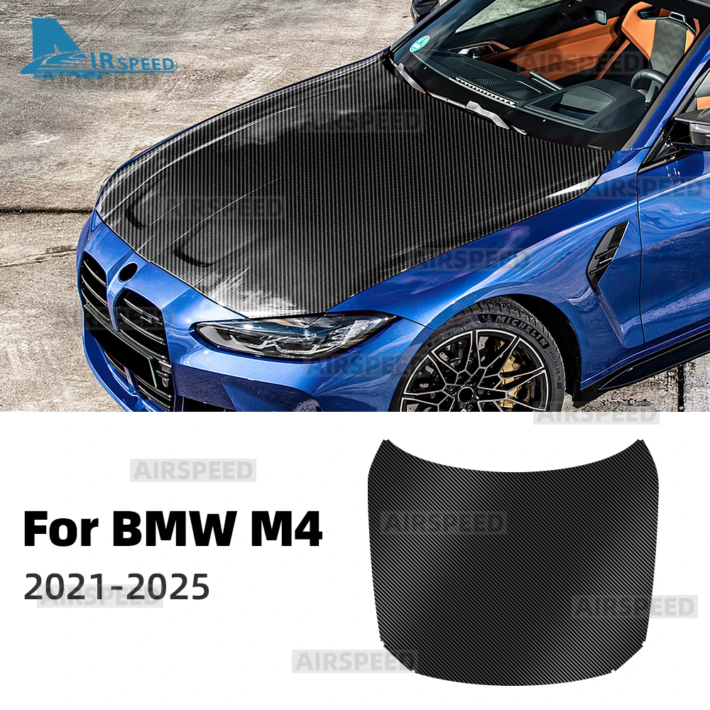 

For BMW M4 2021 2022 2023 2024 2025 Color Change Wrap TPU Glossy Black Carbon Fiber Pattern Hood Protective Layer Accessories