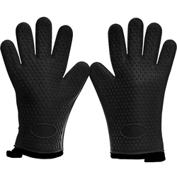 Water Proof Silicone Gloves Heat-resistant Non-slip Microwave Oven Mitts Kitchen BBQ Baking Cooking Canvas Stitching Oven Gloves