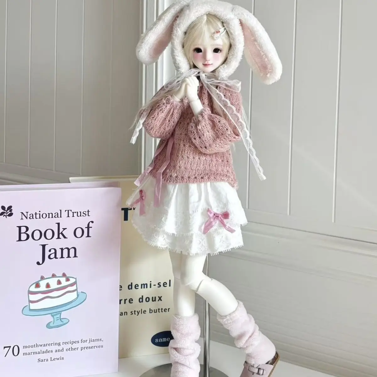 45/30Cm 1/4 1/6 Bjd Doll Clothing Cute Rabbit Ear Hat+Top+Skirt+Leg Cover Girl Dress Up Toy Game Bjd Doll Accessories No Doll