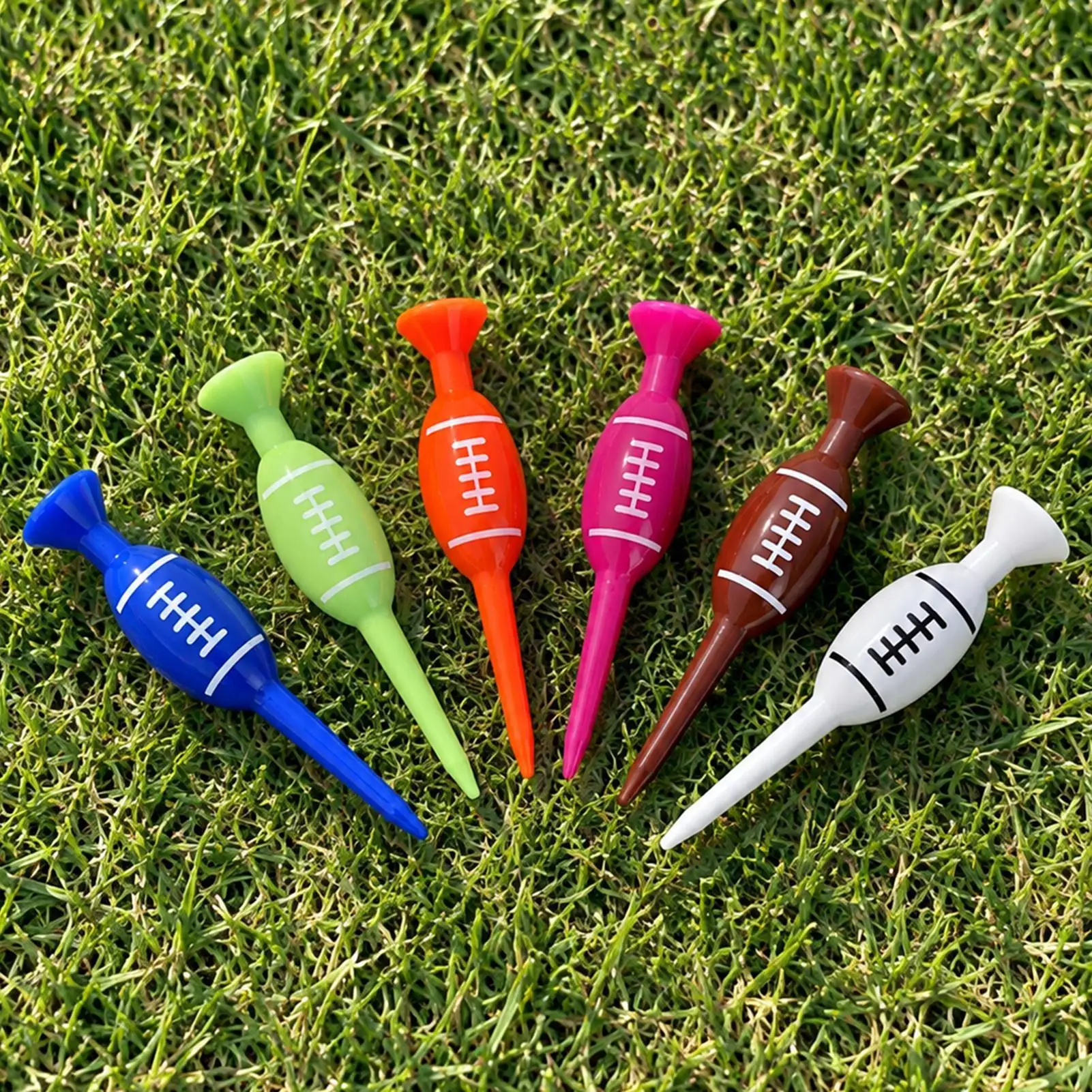 Golf Tees For Men 10 Piece Football Shape Multi-colored Training Support Professional Golf Tees For Enhanced Durability &