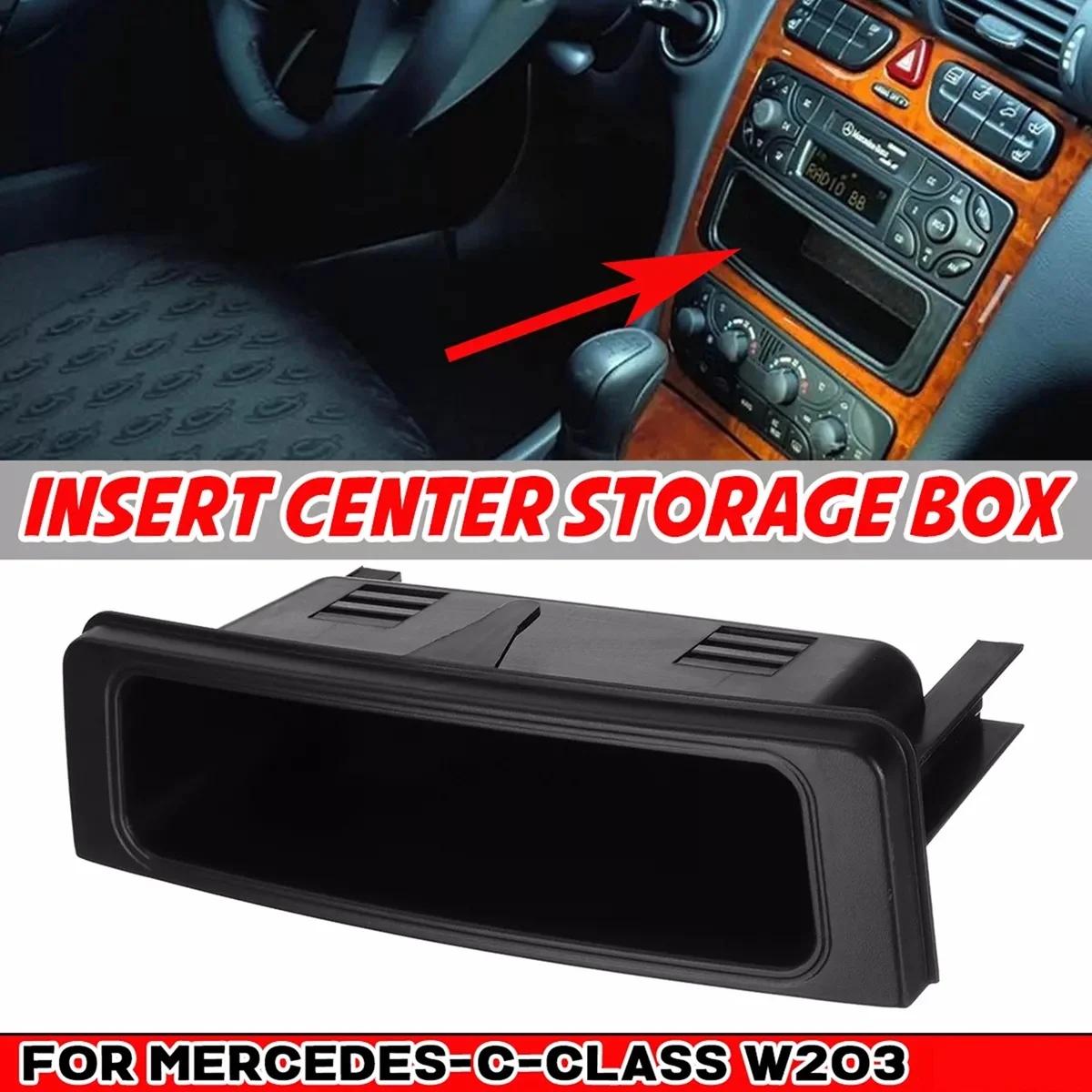 Imagem -05 - Bandeja de Armazenamento do Console do Centro de Carro para W203 C-class 20012007 W639 Organizador de Caixas de Armazenamento 2036830291