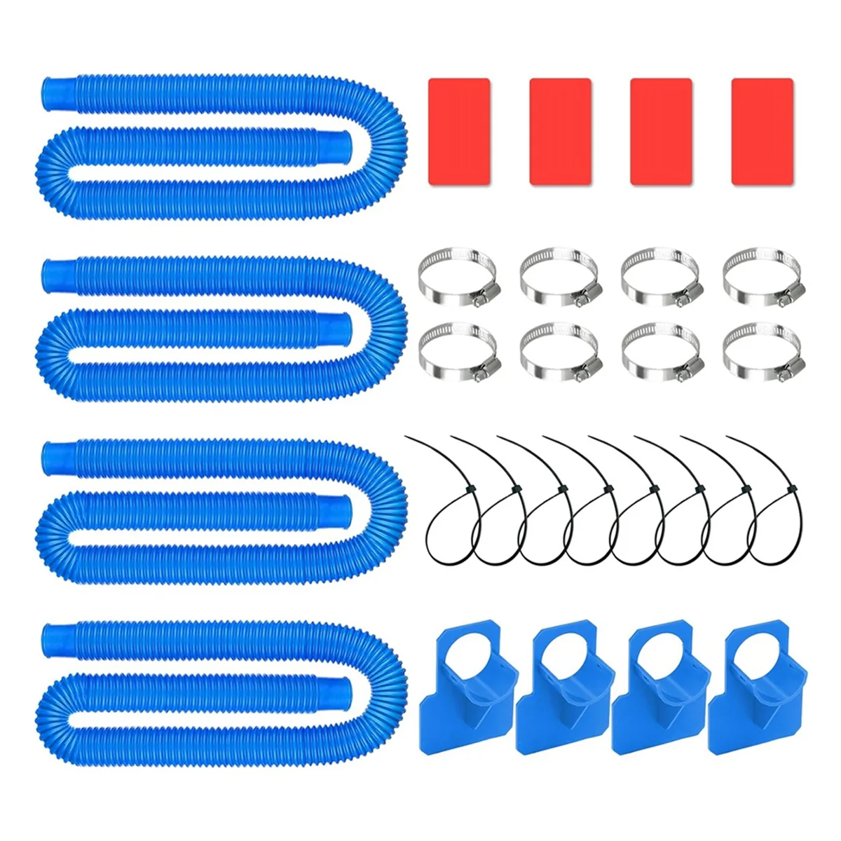 4-pak wymiennych węży do pomp basenowych i uchwytów do rur basenowych Akcesoria do pomp filtrujących 330 GPH 530 GPH 1000 GPH Niebieski