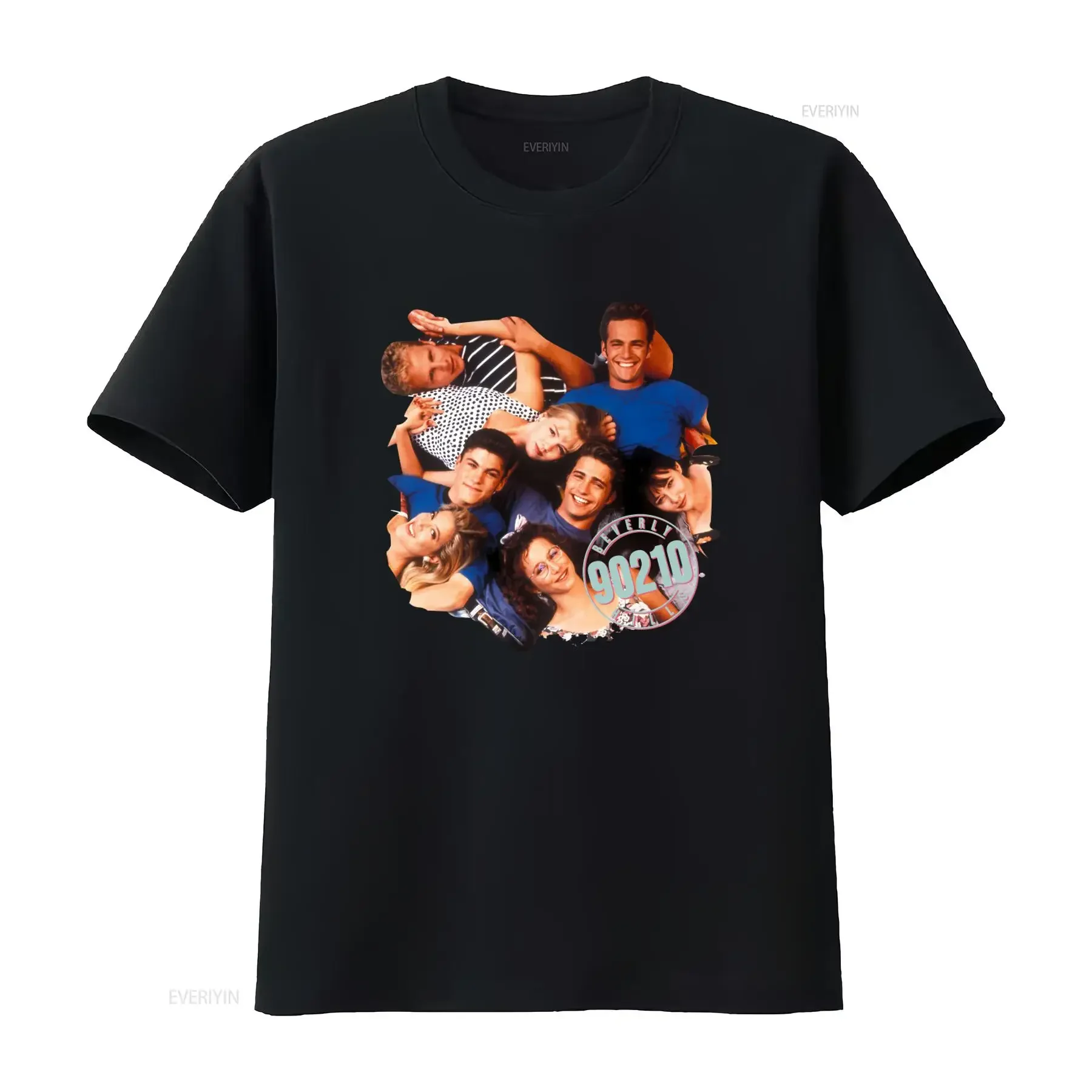 Camiseta Retro de Beverly Hills 90210, Estilo Vintage, Lavada, Versátil, con Gráficos, Unisex, Elástica, Ropa de Diseñador