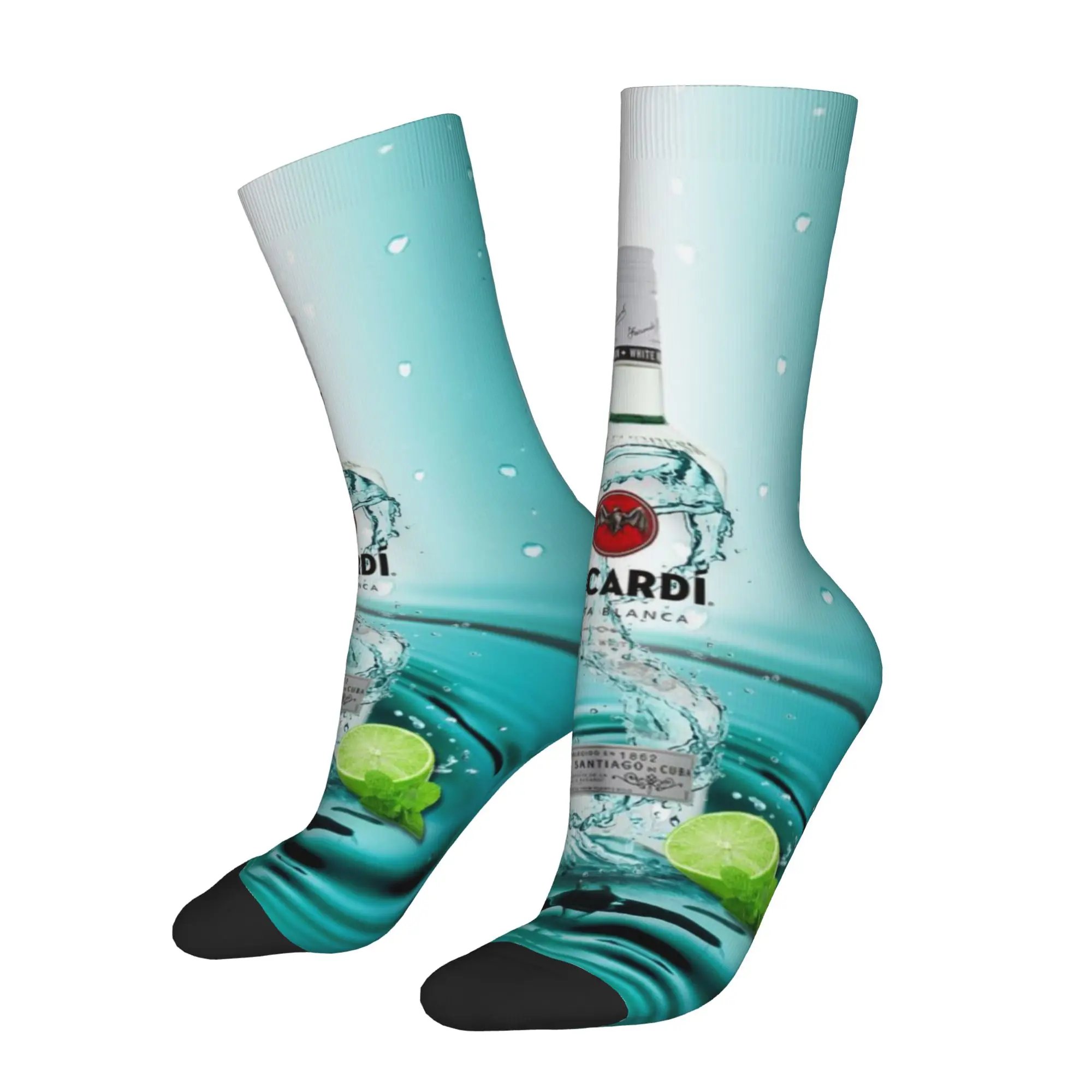 

Забавные носки bBacardi bBacardi Carta Blanca Lime Splash, мужские носки с качественным принтом в стиле хип-хоп, повседневные мужские носки