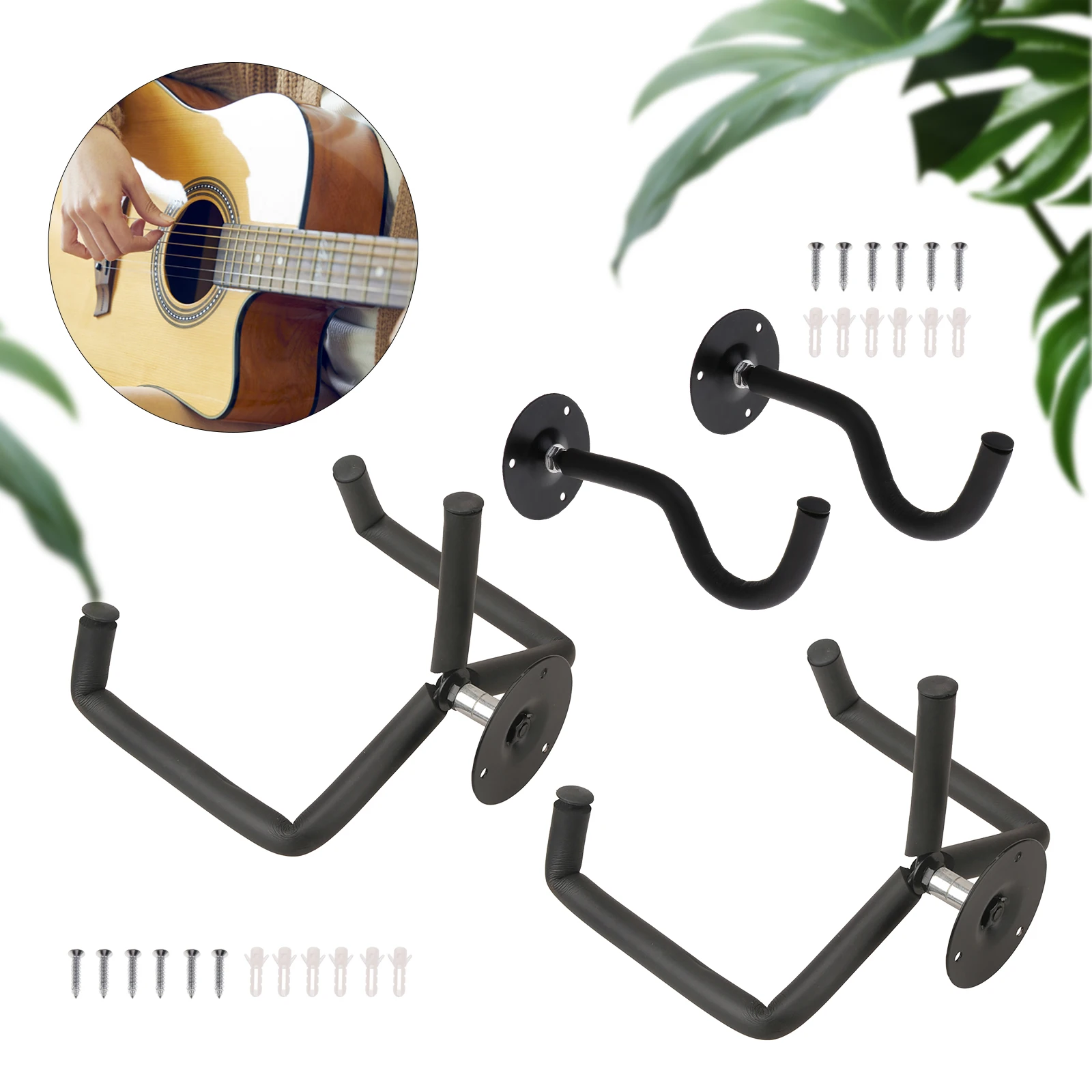Ensemble de cintres pour guitare avec support mural, crochet de guitare réglable, support mural protégé en mousse pour acoustique et électrique