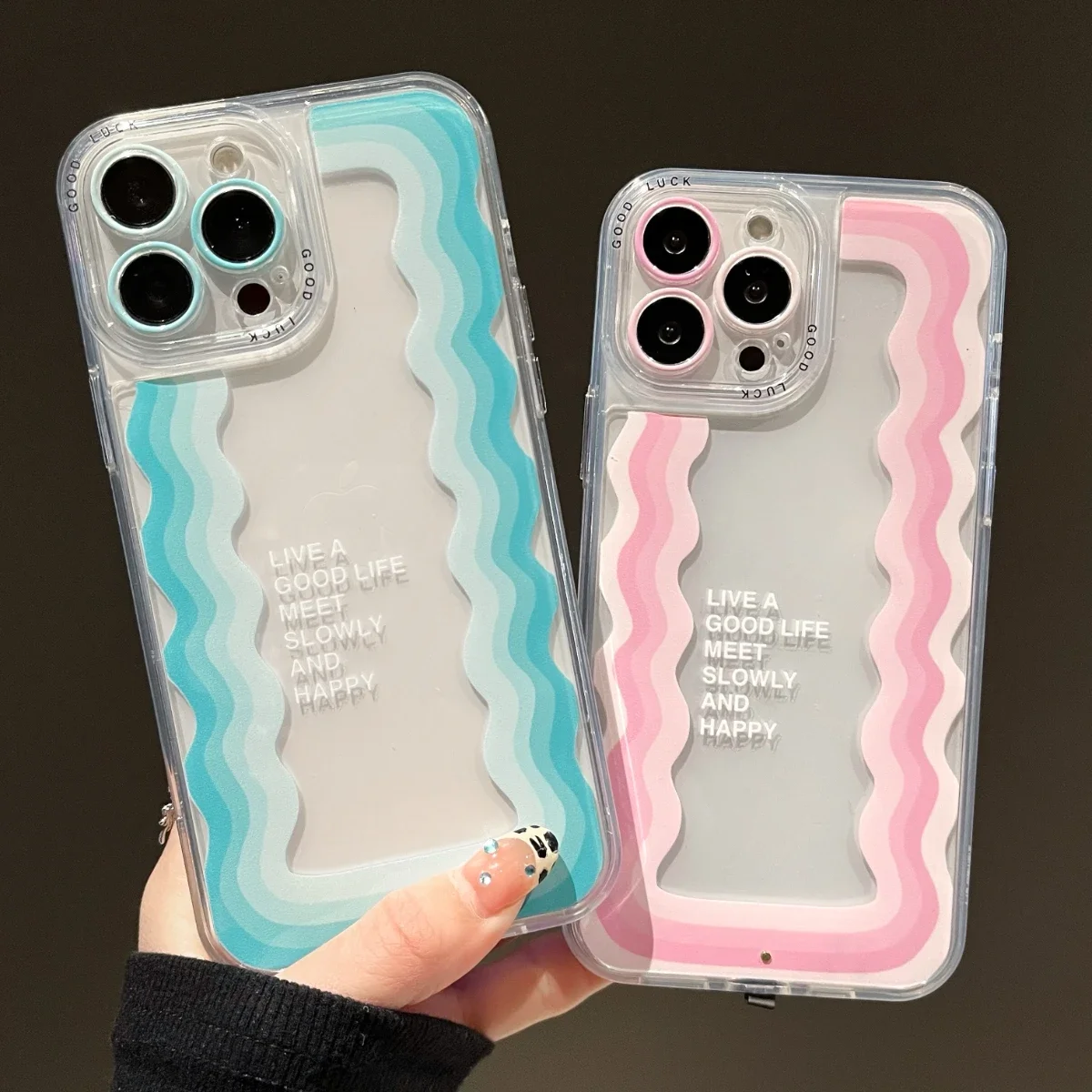 مضيئة دعوة تضيء فلاش محظوظ موجة القلعة 5 تغيير لون قضية الهاتف آيفون 16 15 13 12 11 14 برو ماكس زائد غطاء خفيف