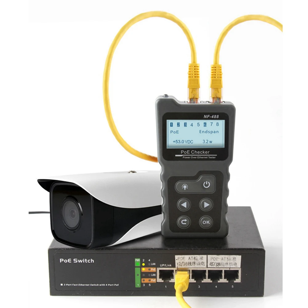 NOYAFA NF-488 Poe اختبار الطاقة كابل الشبكة المقتفي مدقق الجهد عبر إيثرنت Cat5 Cat6 أدوات اختبار Lan على الإنترنت Switch-N3 #2