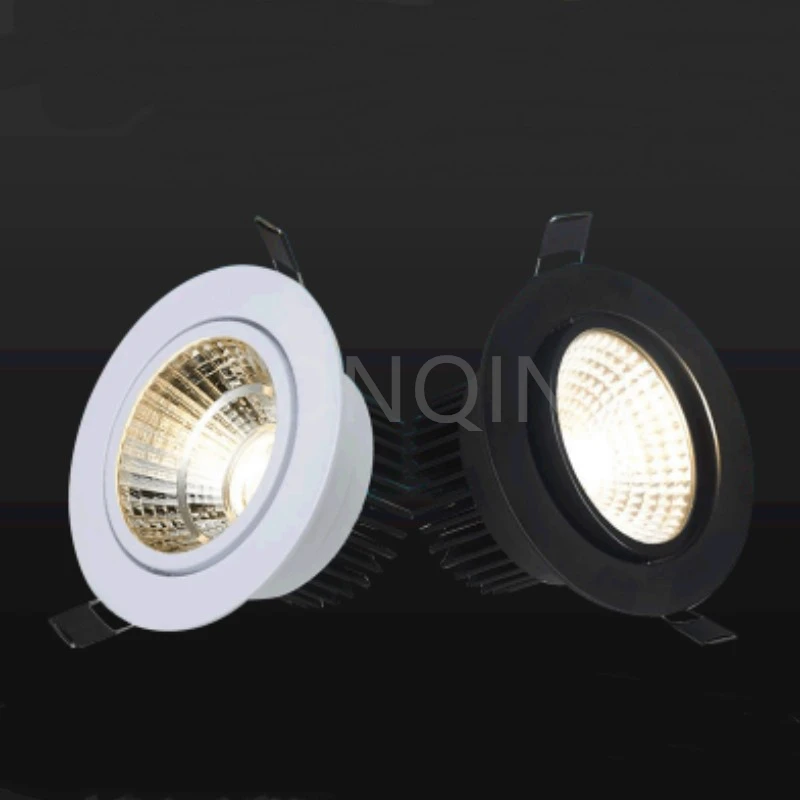 Dimmable AC 85-265V Round LED Panel Light 6W 8W 15W 20W Aluminum Ceiling Recessed Downlight open hole adjustable White black