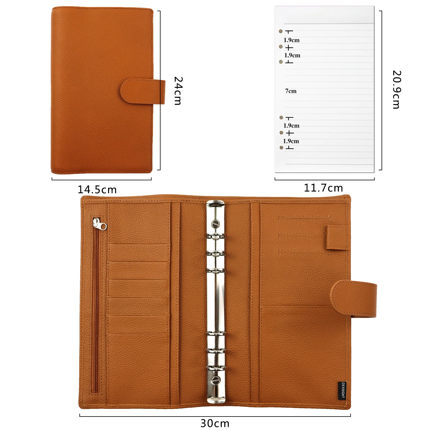 OX KNIGHT-Couverture de licence pour carnet de notes A5, carnet de notes en cuir de mars à galets, classeur, compagnon de voyage, évaluation
