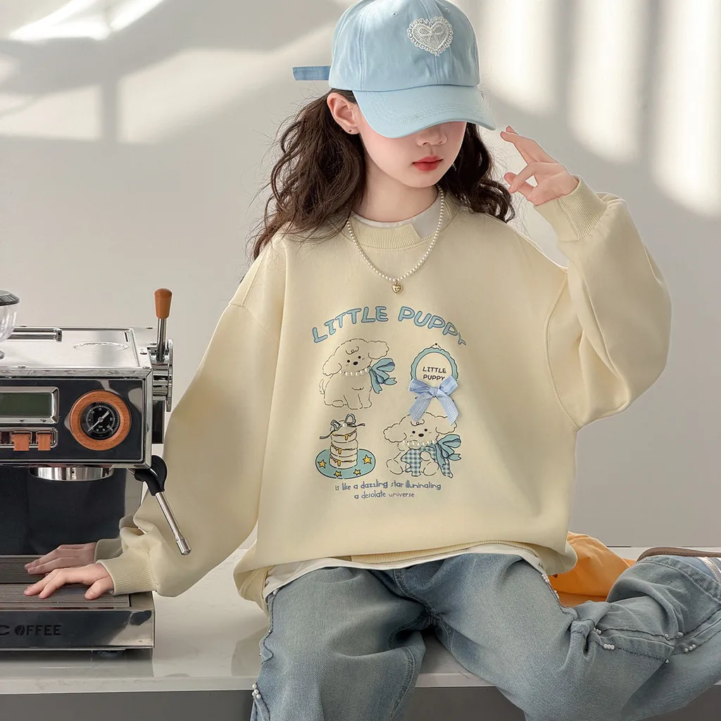 Girls Sweatshirt Autumn Cute Cartoon Dog Casual Children Tops 2026