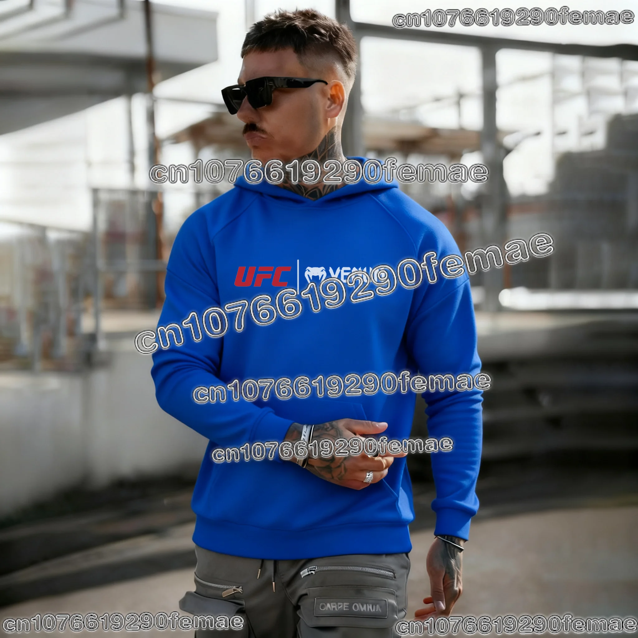 2026 MMA سترة بغطاء للرأس قطنية كاجوال للرجال مريحة وفضفاضة مناسبة لتدريبات الصالة الرياضية والملاكمة والأنشطة الرياضية