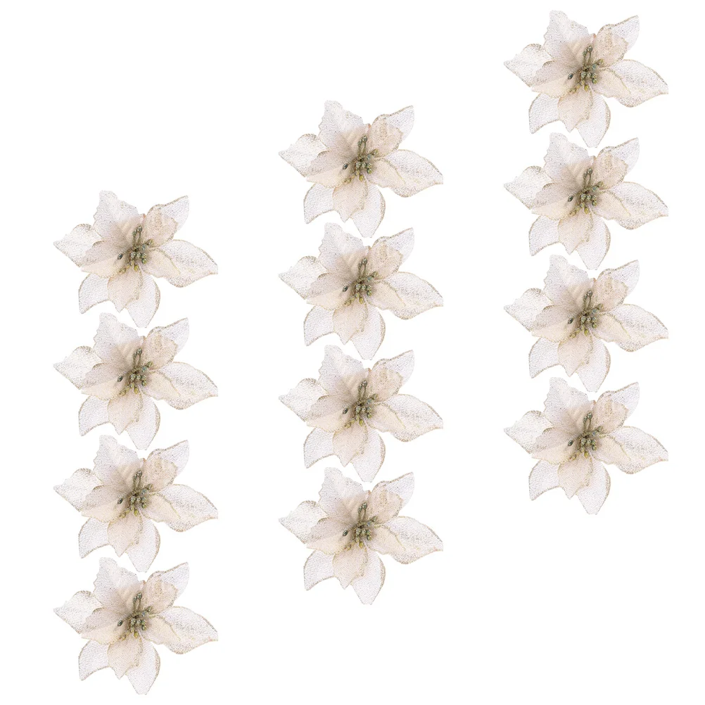 

32pcs Christmas Flower Decoration Artificial Flowers for Tree Party Home Office Car Bar Shop Supermarket Lifelike Glitter