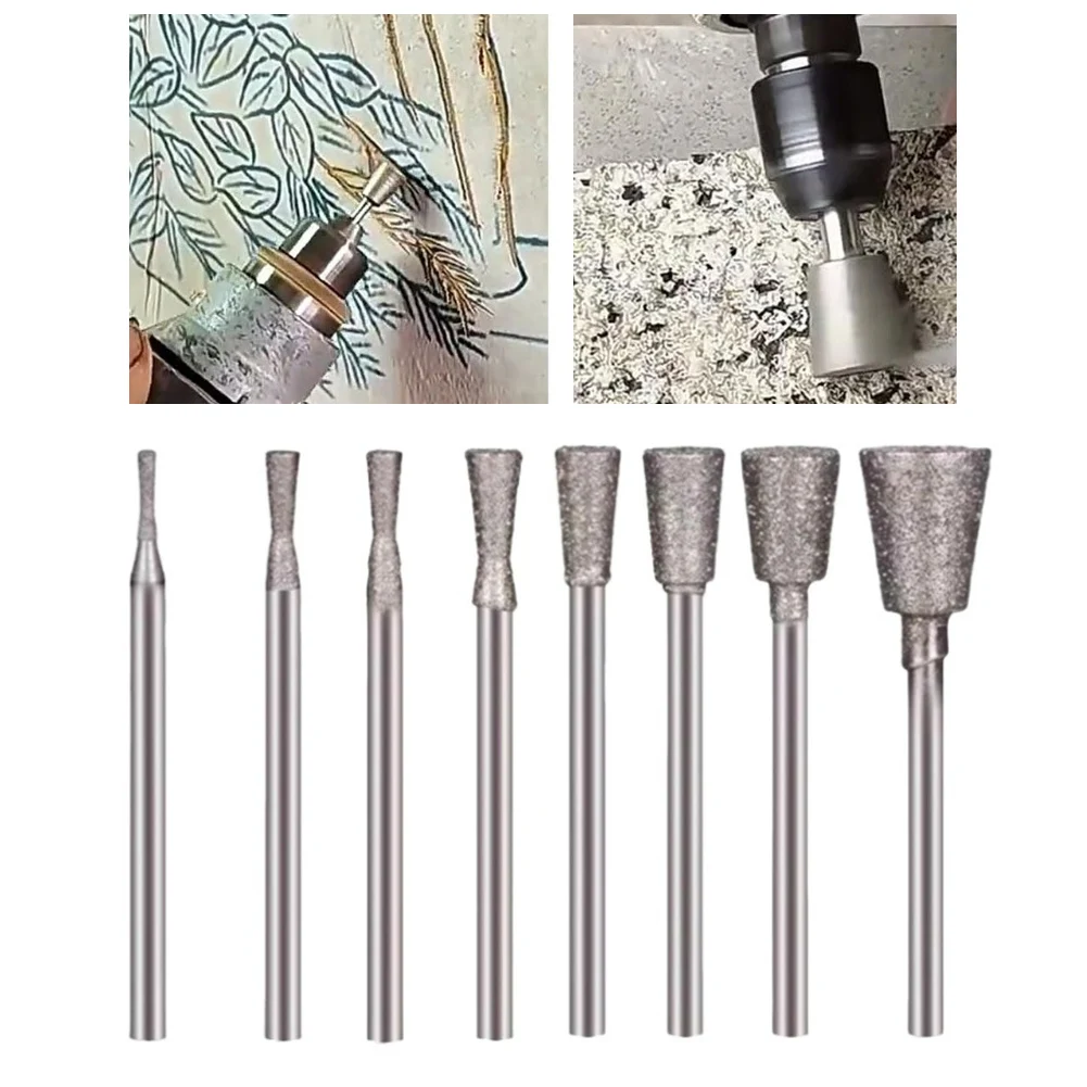 DIY Engraving 0.8 7mm Diameter Grinding Bit Grinder Electroplated Head Round Handle Design Suitable For Hand Drills