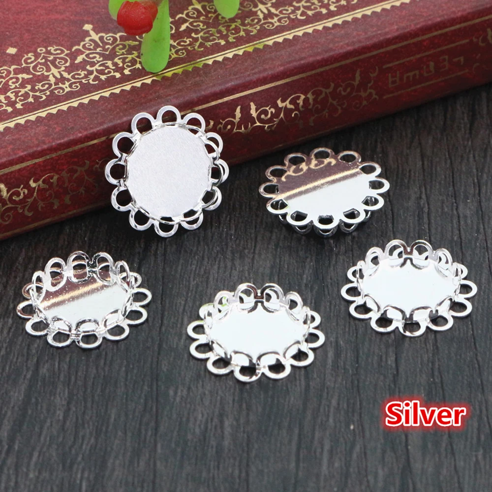 20 sztuk 12mm wewnętrzna rozmiar 4 kolory niklowany mosiądz materiał prosty styl Cabochon baza Cameo ustawienie Charms wisiorek taca — zdjęcie 6