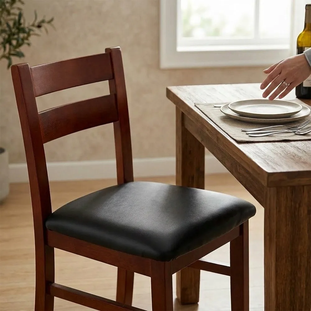 Solid Color Stretchable Chair Cushion Cover Waterproof Dustproof Chair Protector Soft PU Fabric Seat Cover