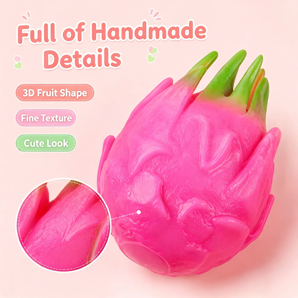 Fidget Sensory Toy Stress Relief Squeeze Ball Dragon Fruit Squishy Slow Rising Pitaya Soft Decompression Vent Desk Gift Adult