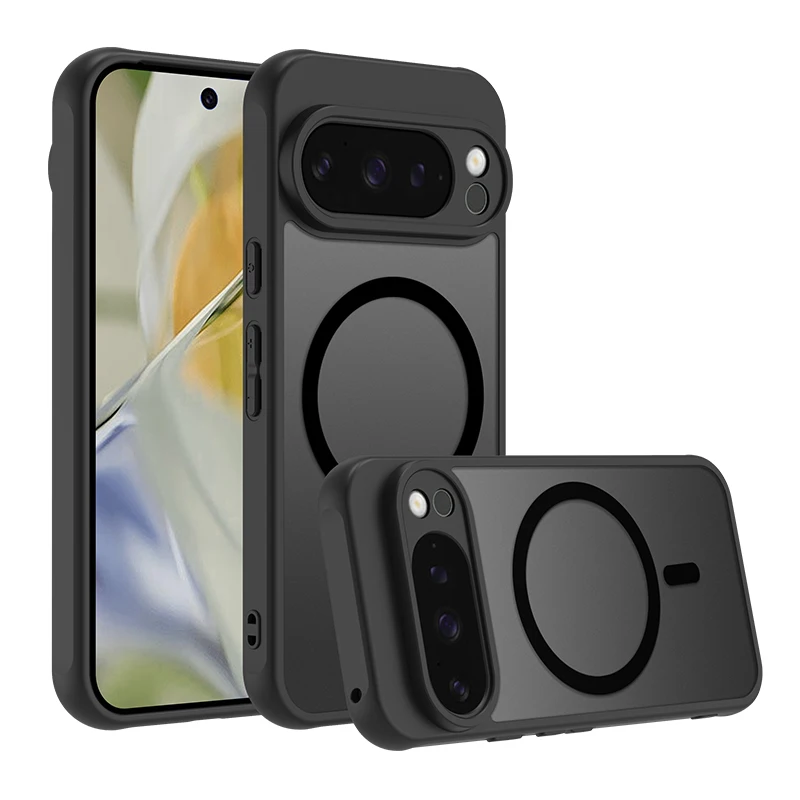 Matte, durchscheinende, magnetische Handyhülle für Google Pixel 10A 9A 8A 7A 6A 10 9 Pro XL mit MagSafe-Unterstützung und kabelloser Ladefunktion