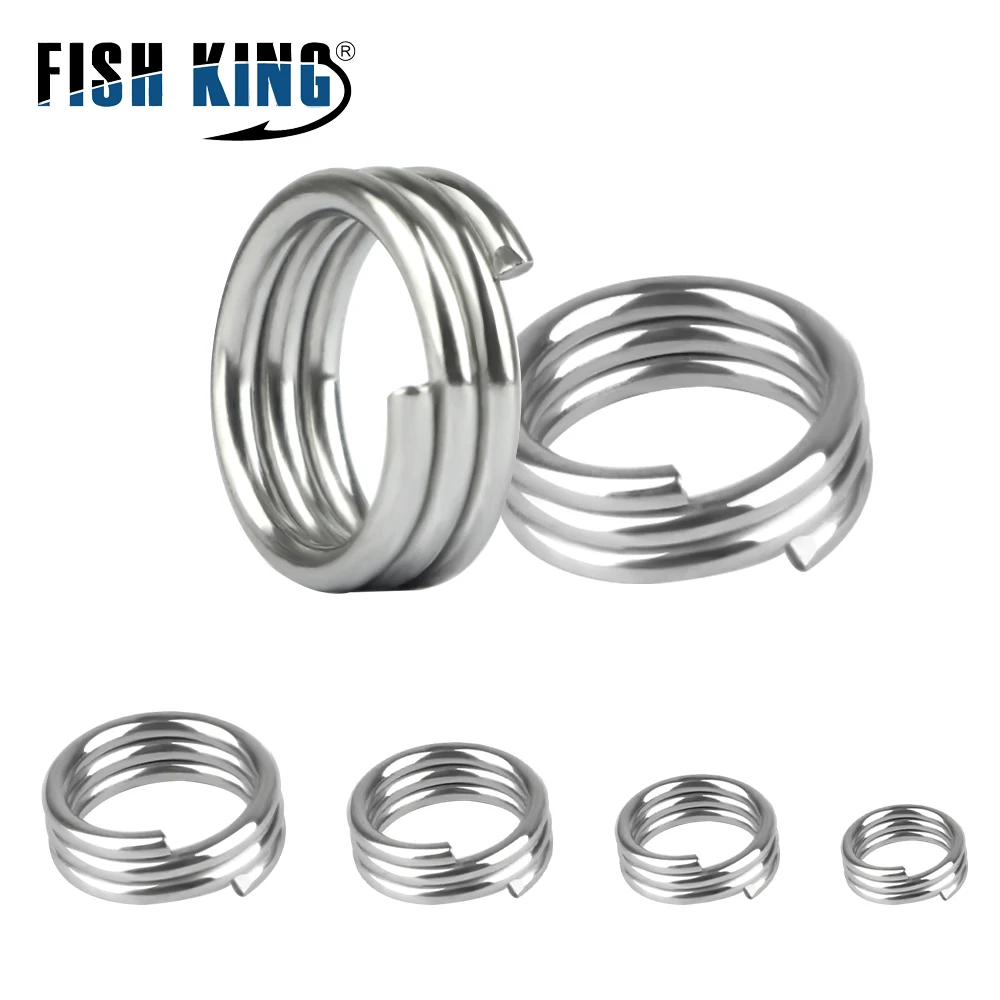 FISH KING 10PCS Stainless Steel Fishing Split Rings Connectors High Quality Strengthen Double Circle Round Lure Accessories