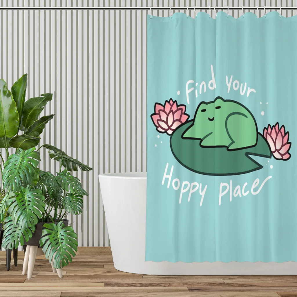 Find Your Hoppy Place Bathroom Shower Curtains Frog Pet Lover Waterproof Partition Curtain Funny Home Decor Accessories