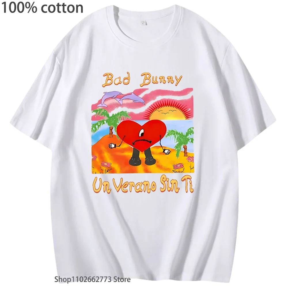 سيئة الأرنب تي شيرت ألبوم جديد Un Verano Sin Ti Hip التي شيرت هوب موسيقى الراب ملابس للرجال النساء قميص 100% القطن عادية كبيرة الحجم المحملة #2