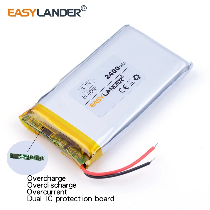 10 قطعة/الوحدة 3.7 فولت 2400 مللي أمبير 854068   بطارية ليثيوم أيون ليثيوم بوليمر قابلة للشحن