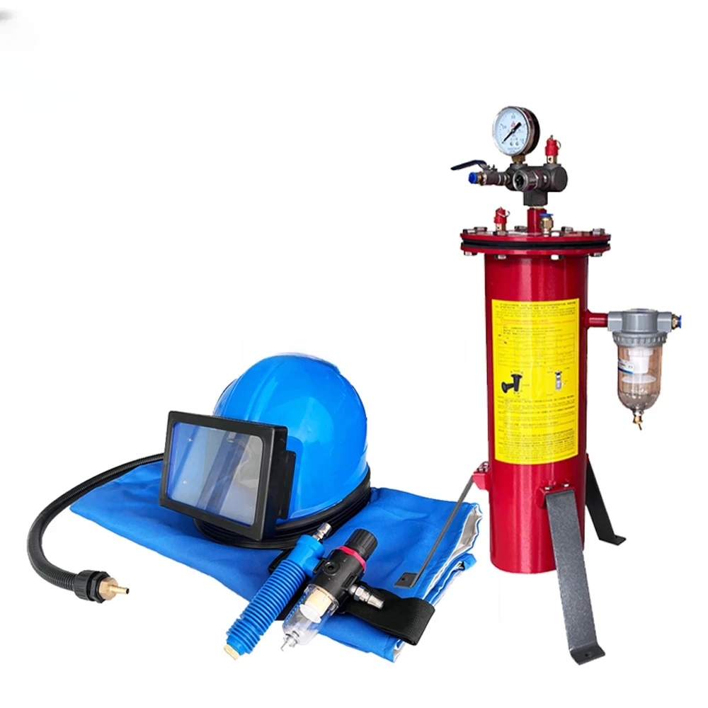 Sandstrahl-Umhanghelm mit Atemwegskontrolle und Filtersystem