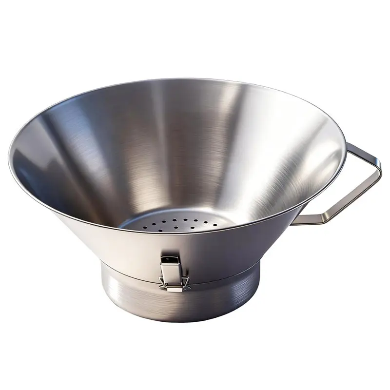 B08B-Grease Funnel Food Draining Bowl With Oil Strainer 304 Stainless Steel Catcher For Kitchen French Fries Commercial