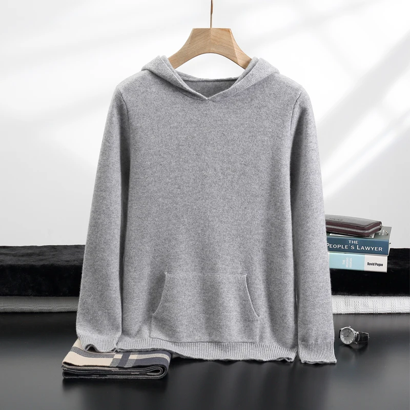 

ZOCEPT Thickened Hooded Sweater For Men Winter 100% Quality Cashmere Pullover Sweater Soft Warm Knitted Hooded Jumper Tops