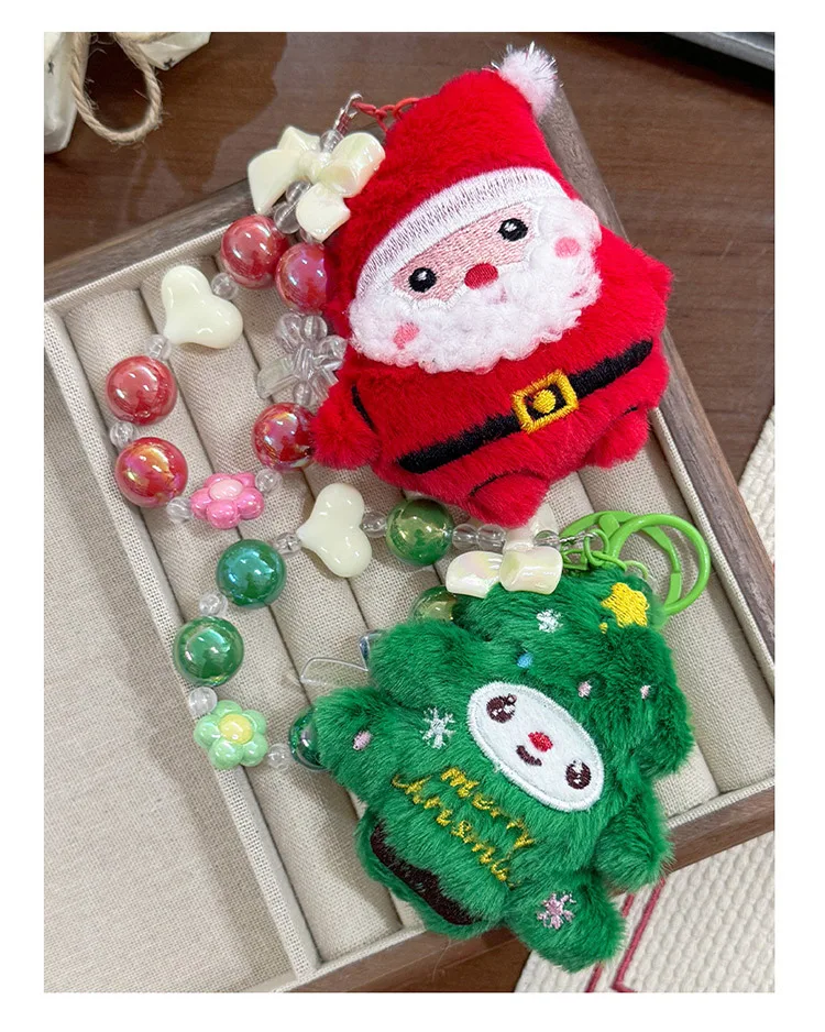 قلادة سانتا كلوز، تمثال لطيف، سلسلة مفاتيح كرتونية، علبة أقلام حقيبة مدرسية مبتكرة، ديكور، عيد الميلاد #4