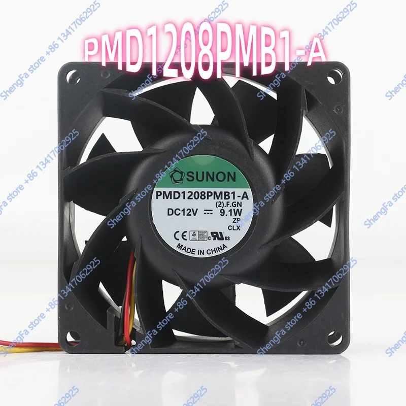 Cooling fan Original Sunon 5V 24V 48V DC12V 9.1W 8038 80X80X38MM 3-wire Server chassis High air capacity PMD1208PMB1-A