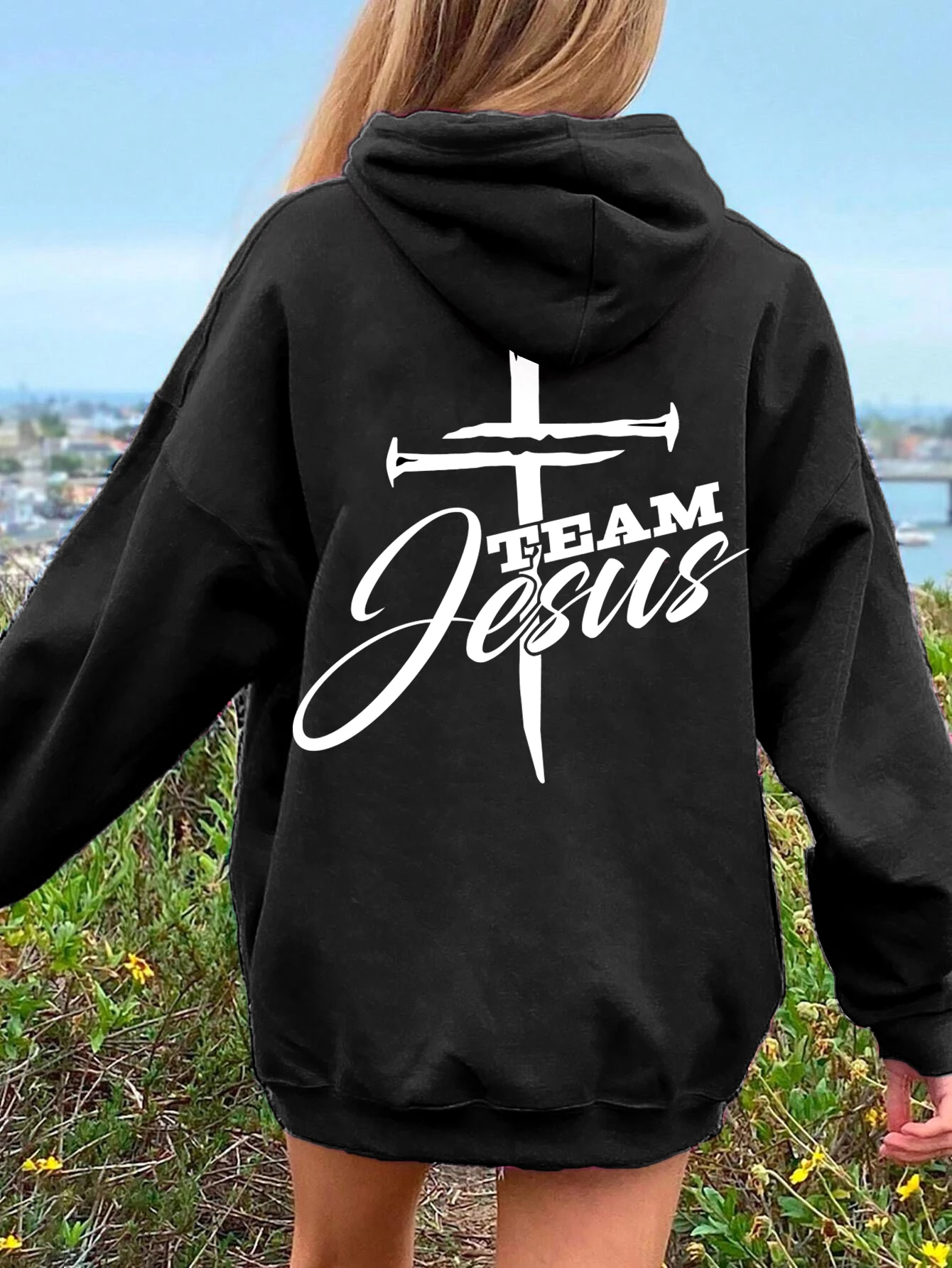 

Team Jesus Printed Female Hoodies Fashion Casual Hoodie Oversize Loose Sweatshirts Autumn Warm Fleece Clothing