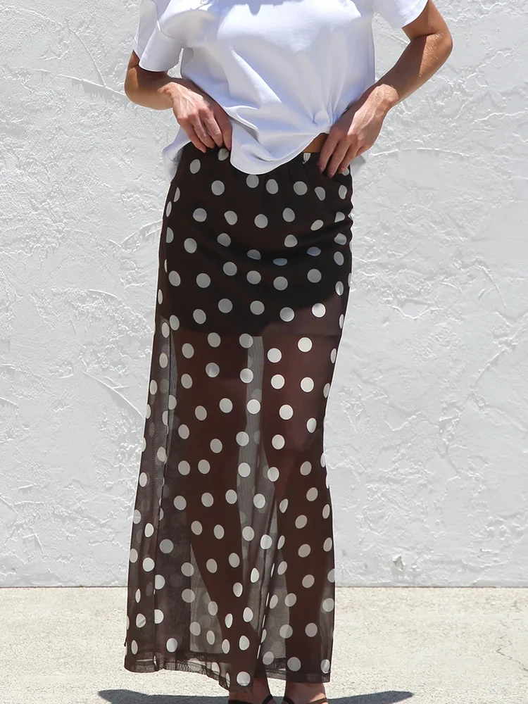 

Элегантные макси-юбки с принтом в горошек для праздников, женские простые шикарные юбки с пэчворком для вечеринок, повседневные длинные юбки для женщин Весна-Лето 2026