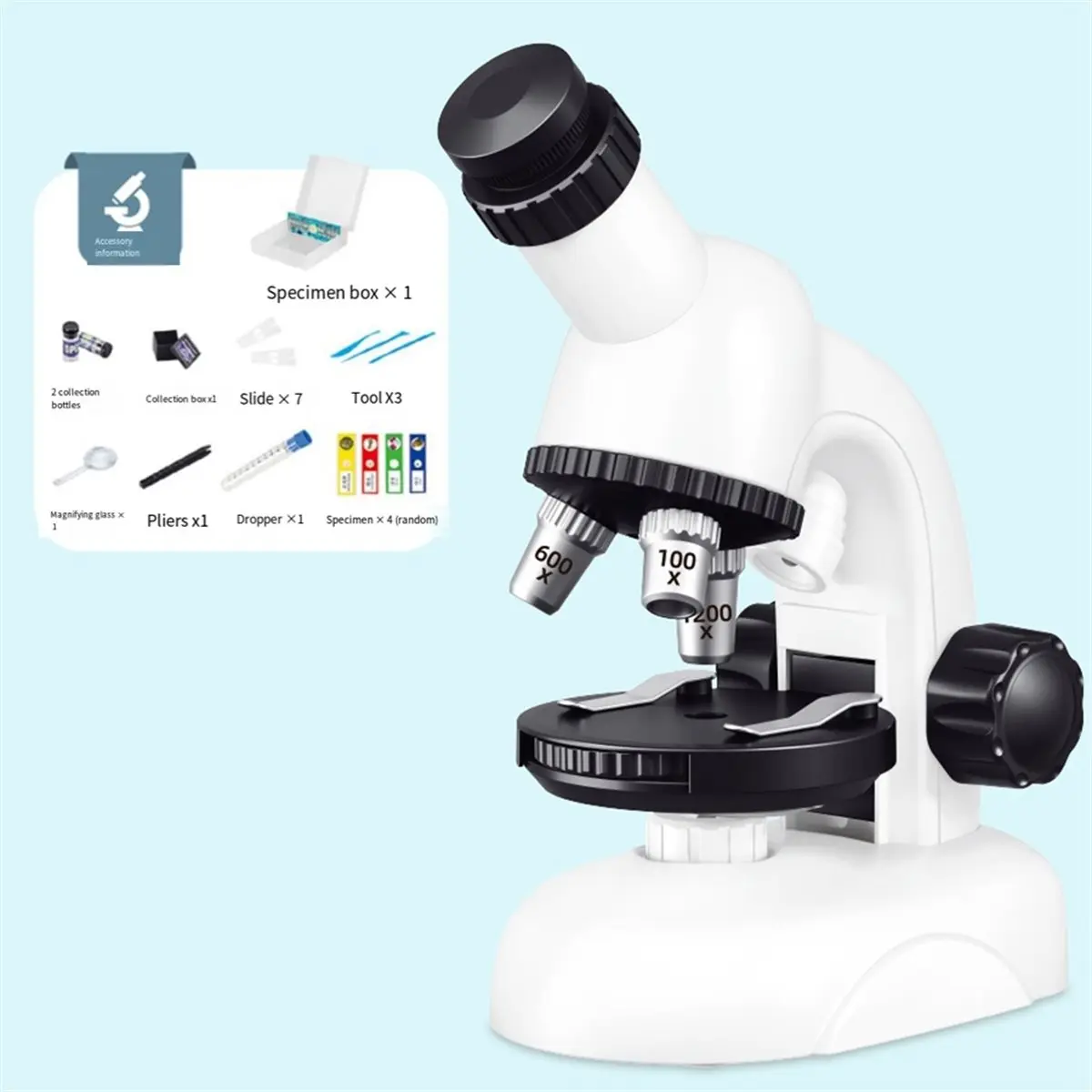 A72U Children'S Educational Optical Microscope Calibrated to 1200x Magnification Lab Science Microscope Children'S Toy