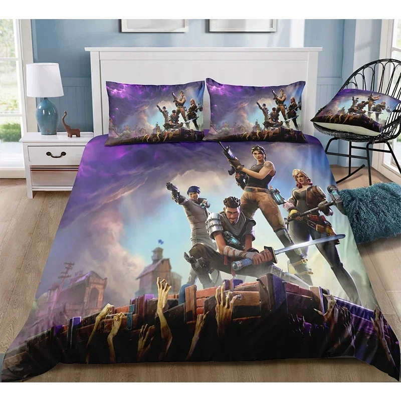 Fortnite Completo da letto Copripiumino Copripiumino per camera da letto stampato in 3D Biancheria da letto 2/3 pezzi Set Microfibra super morbida