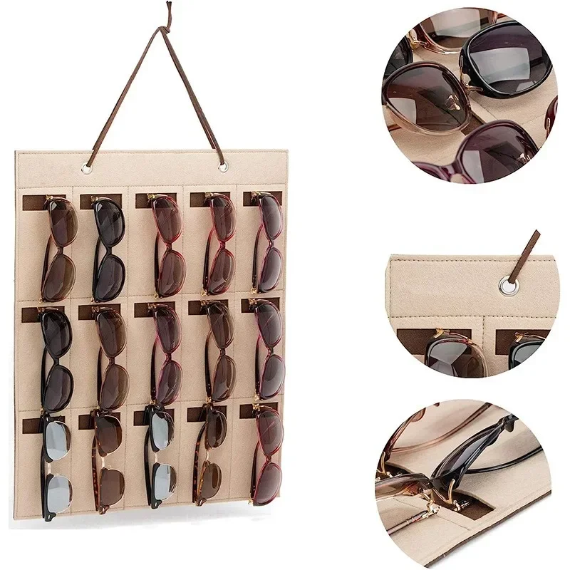 High Quality 15 Grids Glasses Organizer  Wall Hanging  Sunglasses Eyeglass Container