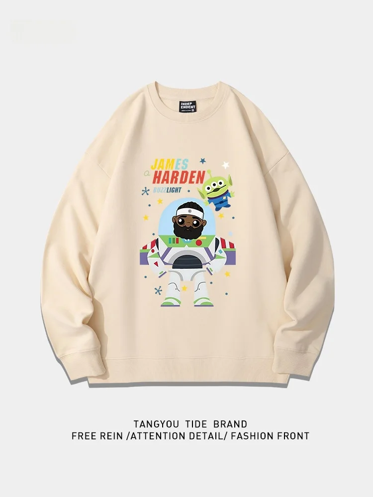 

Мужская толстовка с капюшоном James Harden Collaborative BA Singlet в американском ретро-стиле, повседневная, с мультяшным принтом, свободного кроя, 100% хлопок