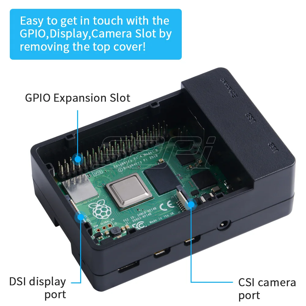 52Pi Raspberry Pi 4 Model B 8GB RAM + 64GB SD Card, Ultimate Kit Case with Fan, Power Supply