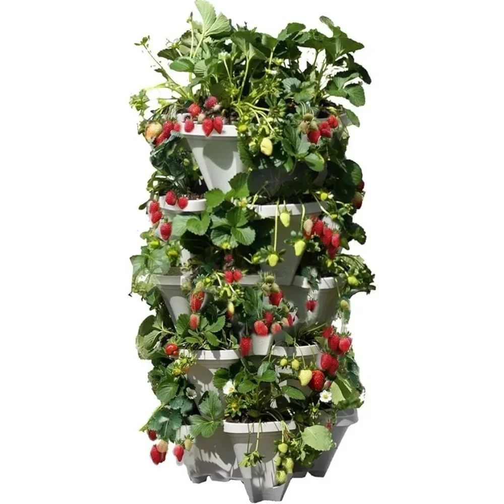 

5 Tiered Vertical Gardening Planter, Indoor & Outdoor, (5) Large Heavy Duty 18 Inch Diameter Stackable Planters