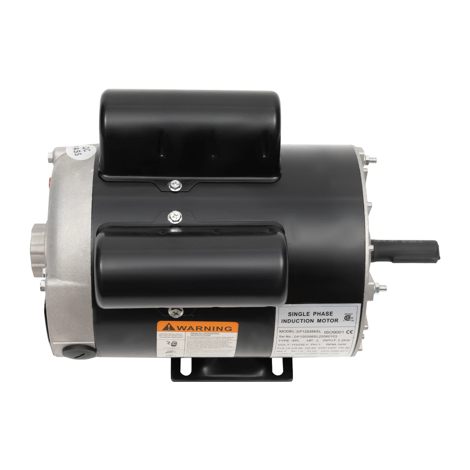 115V 3HP 3450 RPM Electric AC Motor CM03256 For Air Compressor General Equipment 68DB Single Phase