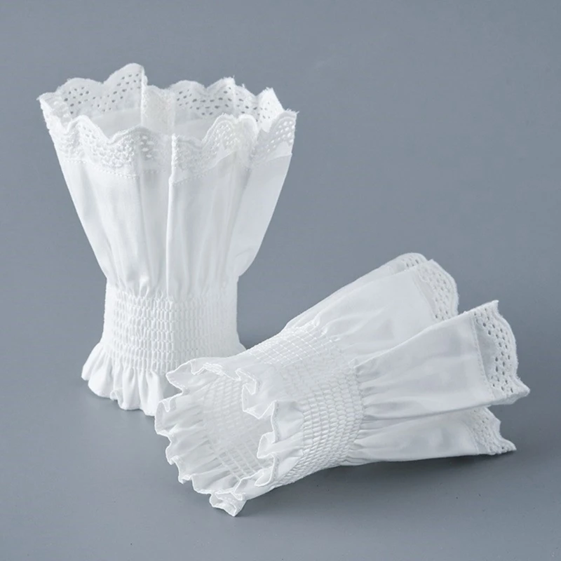 Elaborate Detachable Sleeves Cuffs White Women Lace Wedding Flounces Layer