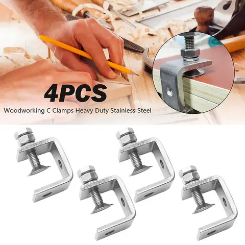 1/2/4pcs Stainless Steel C Clamps Jaw Metal Clamps  Small Desk Clamp For Woodworking Welding Construction Works ﻿