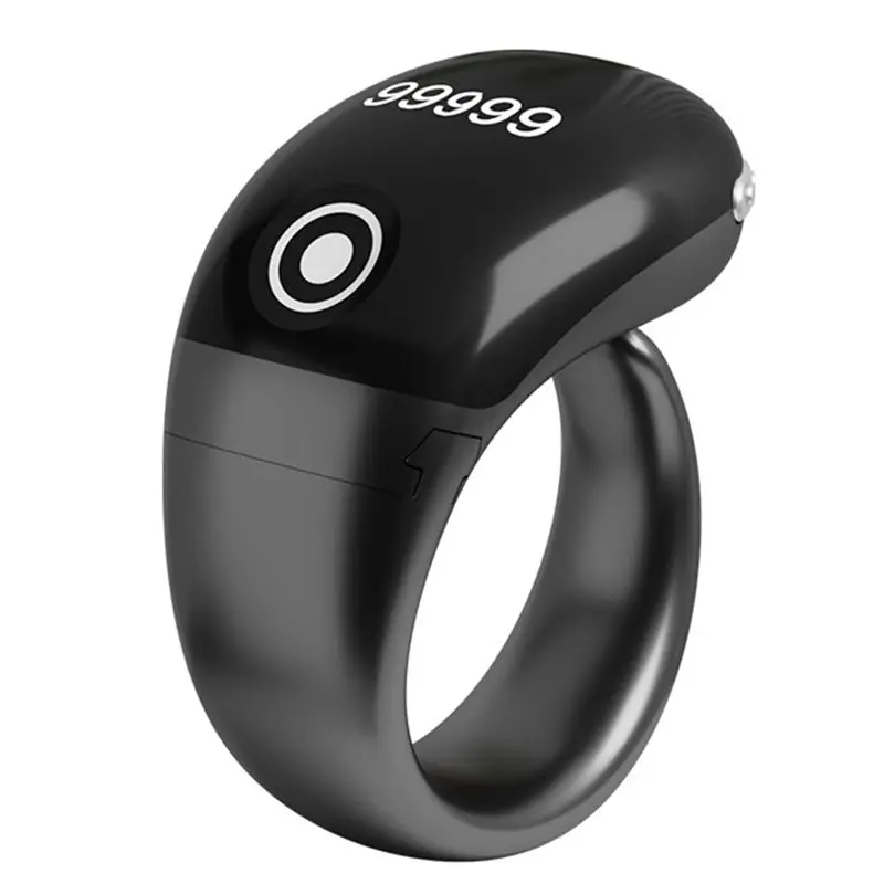 AA08-S7 Pro Ring Counter With OLED Display 0-99999 Electronic Finger Counter Via Type C Interface Bluetooth APP Control Black